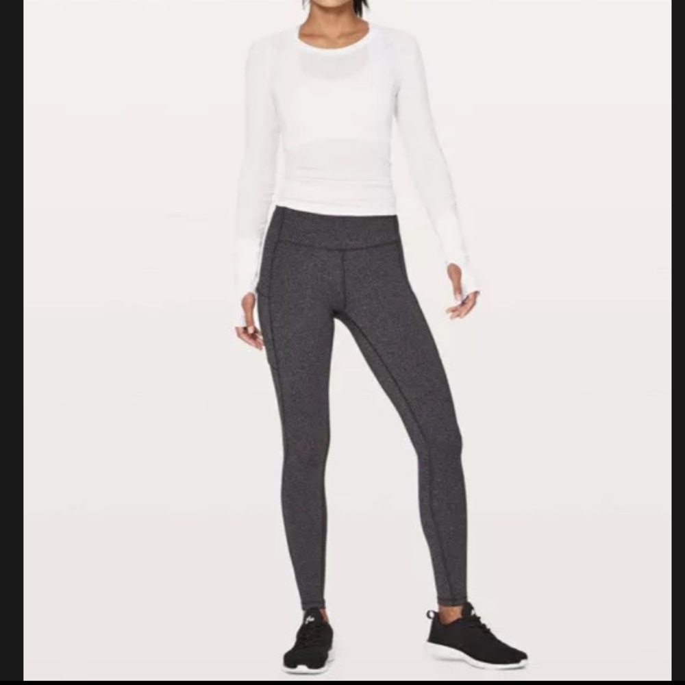 Lululemon Speed Up Tight 28" Power Luxtreme Variegated Knit Heathered Blk Sz 4